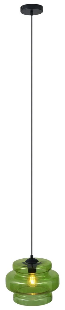 Retro hanglamp zwart met groen glas - Denise