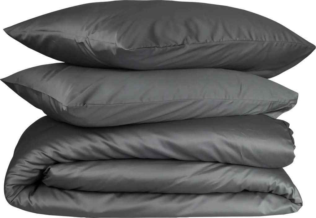 Dekbedovertrek Queen - 100% katoensatijn - 200x200/220 - antraciet