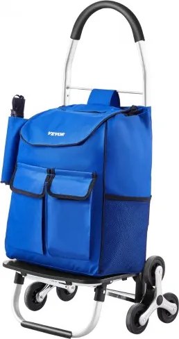 VEVOR Opvouwbare boodschappenwagen, 445 x 375 x 990 mm, traploopwagen met 6 wielen, opbergtas van Oxford-stof, voor boodschappen, kantoor, verhuizingen, transport, buiten, wasserij