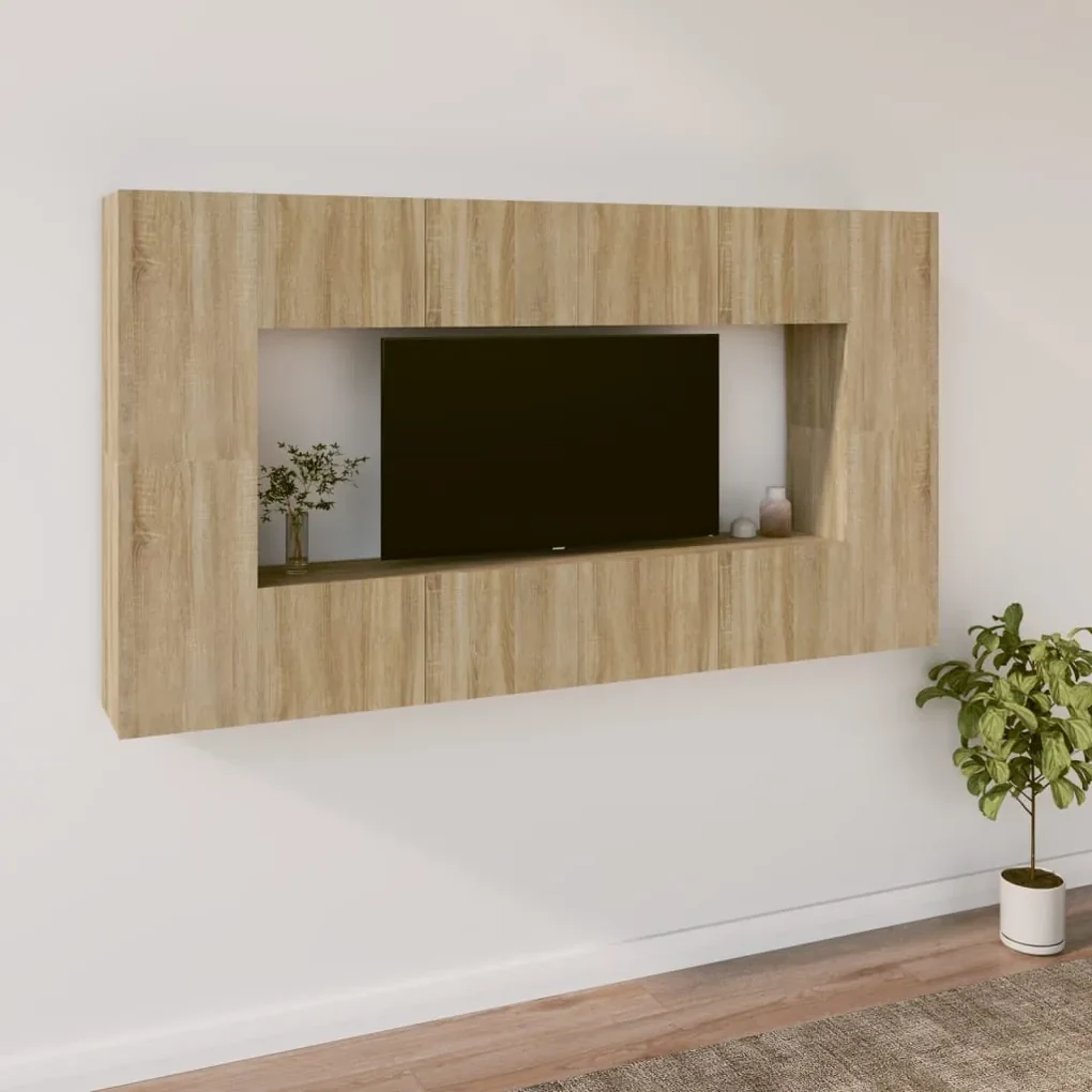 vidaXL 8-delige Tv-meubelset bewerkt hout sonoma eikenkleurig