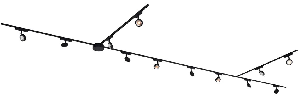 Modern railsysteem met 12 spots zwart 1-fase - Magnetic Lance