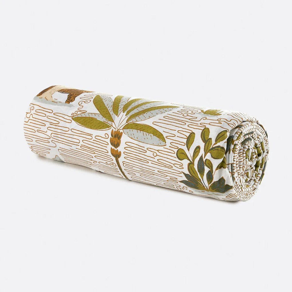 Hoeslaken voor kinderen, gewassen katoen, kap van 25 cm, jungleprint, WILA