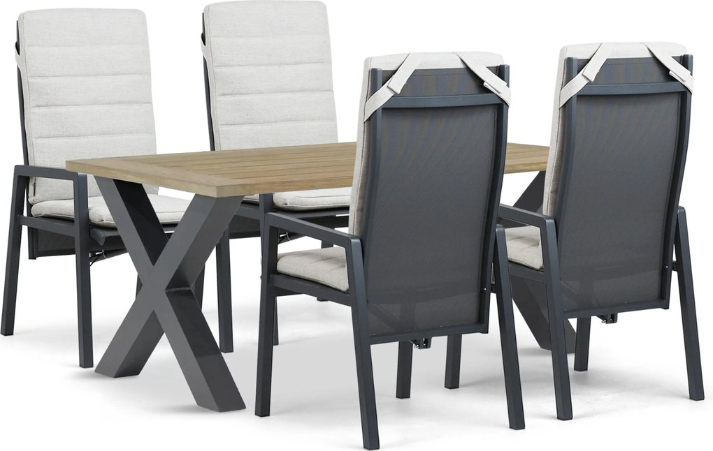 Tuinset 4 personen 180 cm Aluminium Grijs Lifestyle Garden Furniture Vivaro/Cardiff