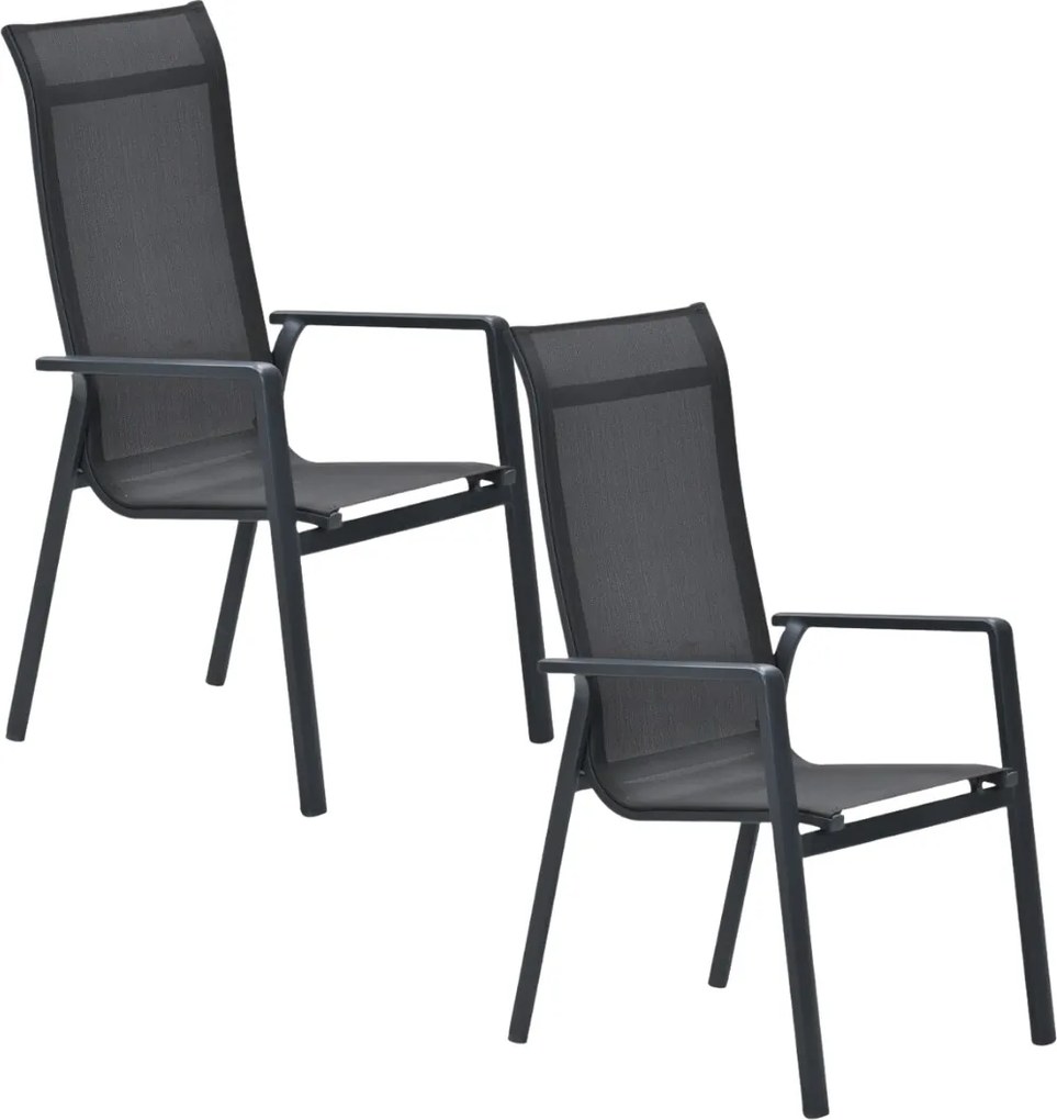 Garden Impressions Siena tuinstoel stapelbaar donker grijs - 2 stuks
