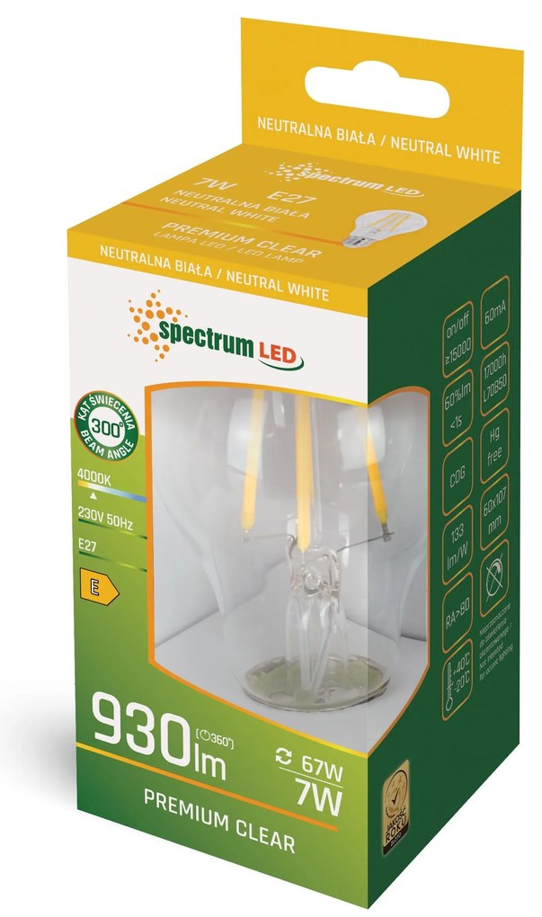 LED lamp Neutral GLS E-27 230V 7W COG WOJ+14600