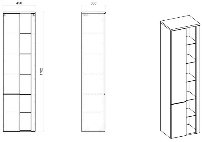 Comad Bahama White 800 FSC kolomkast 170cm wit