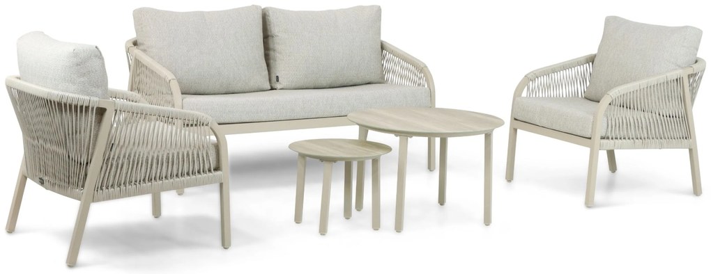 Stoel en Bank Loungeset 5 personen Aluminium/rope Taupe Lifestyle Garden Furniture Biagio