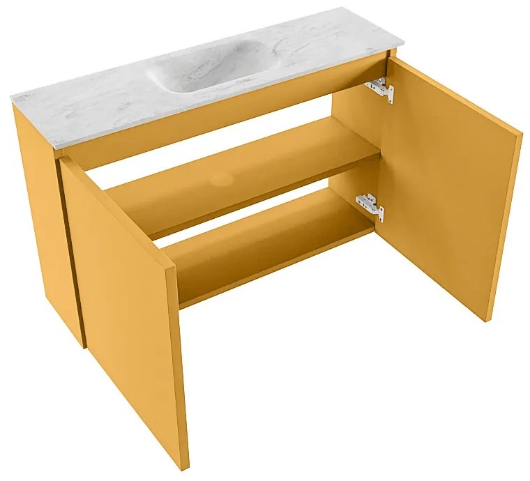 Mondiaz Ture DLux toiletmeubel 80cm ocher met wastafel opalo midden met kraangat