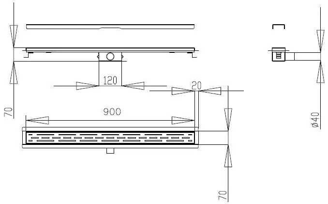 SaniGoods Black douchegoot zwart met flens 90cm