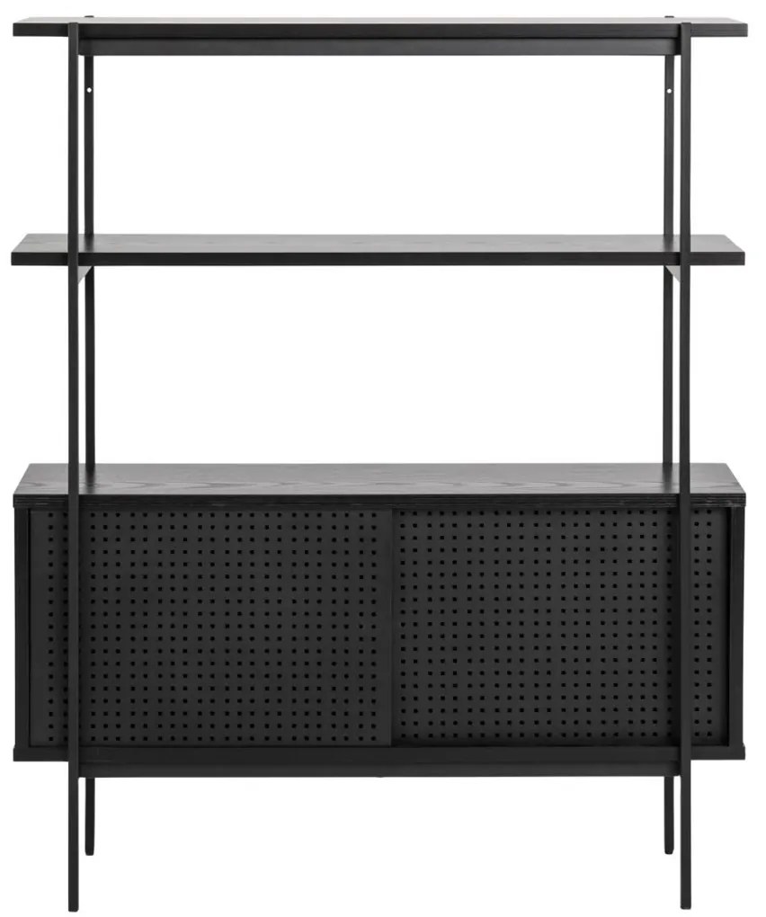 Open Kast Met Schuifdeuren Zwart - 94x27x113.8cm.