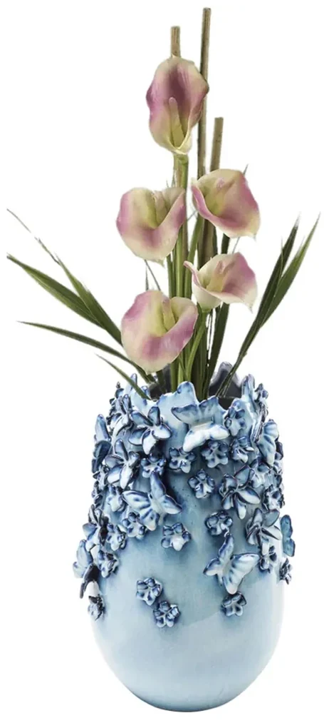 Kare Design Butterflies 35 Blauwe Vaas Met Vlinders