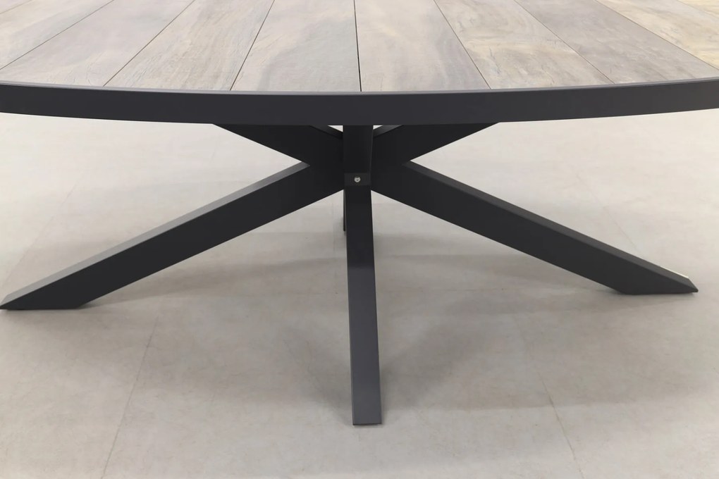 Hartman Milaan/Silva houtlook 240x115 cm. ovale tuinset - 7-delig