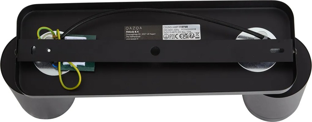 Moderne plafondlamp zwart 2-lichts GU10 70mm - Jeana Luxe