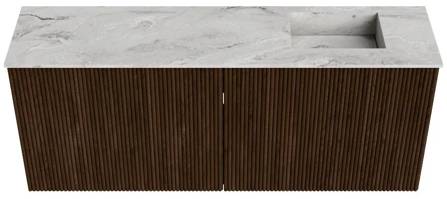 Mondiaz Joya DLux 100cm toiletmeubel walnut met wastafel faye rechts zonder kraangat glace