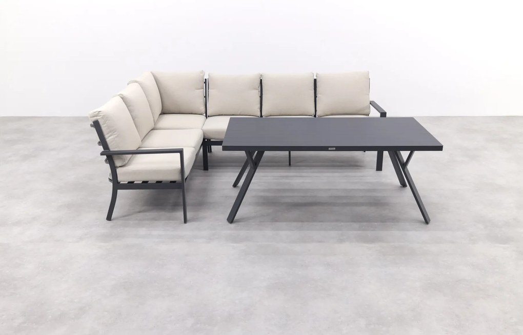 Sergio lounge dining set met stoel - Carbon/Desert - 3-delig links