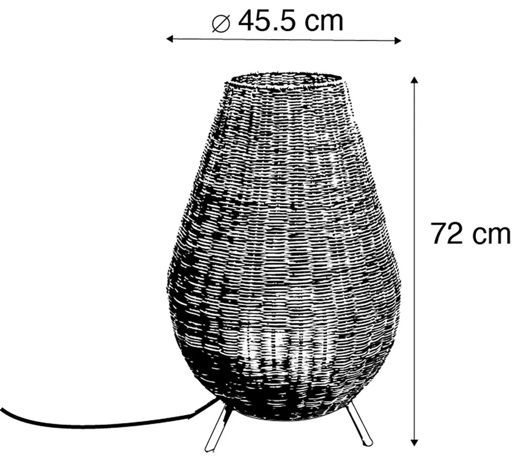 Vloerlamp rotan dimbaar IP65 met afstandsbediening - Saona