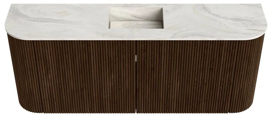Mondiaz Joya DLux 105cm toiletmeubel ronding links/rechts walnut met wastafel faye midden zonder kraangat ostra