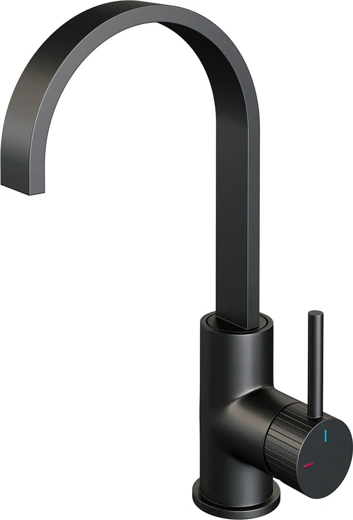 Brauer Stripe wastafelkraan met draaibare platte uitloop model A zwart mat