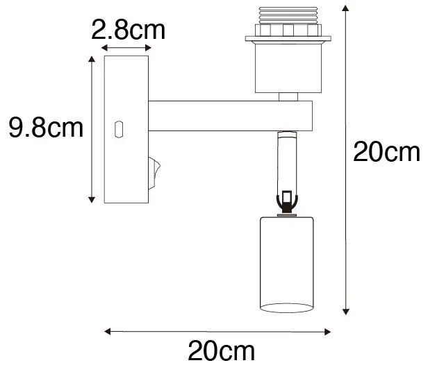 Moderne wandlamp wit met leeslamp - Brescia