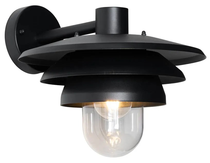 Design buiten wandlamp zwart IP44 - Morty Design E27 IP44 Buitenverlichting rond