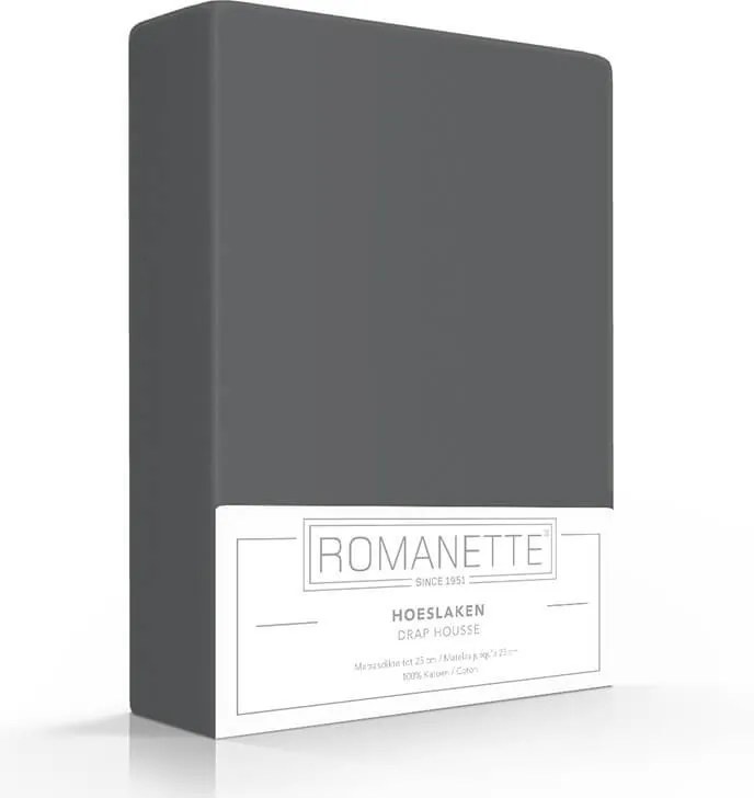 Romanette Luxe Hoeslaken Katoen - Antraciet 120 x 200