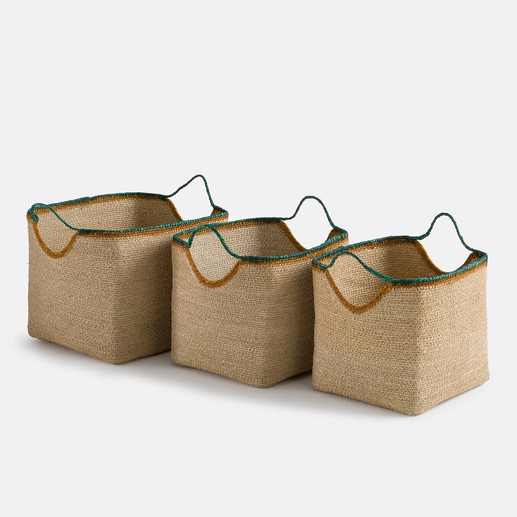 Set van 3 manden met gekleurde boorden, KOTUM