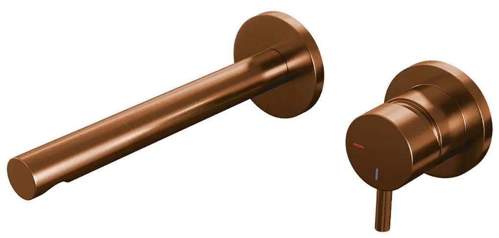 Brauer Copper Edition ColdStart wastafelkraan inbouw rechte uitloop en rozetten model B1 koper geborsteld PVD