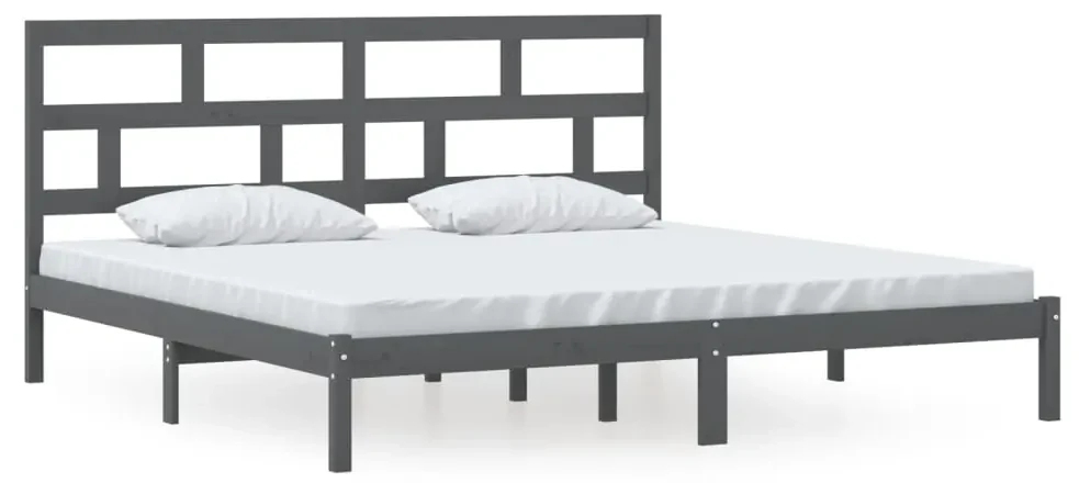 vidaXL Bedframe massief grenenhout grijs 200x200 cm