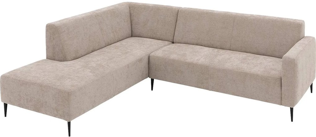 Goossens Zitmeubel Key West bruin, stof, 2-zits, modern design met ligelement links