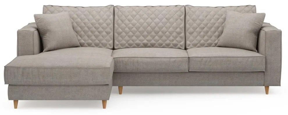 Rivièra Maison - Kendall Sofa With Chaise Longue Left, washed cotton, stone - Kleur: grijs