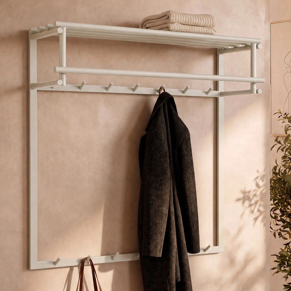 Grote Kapstok Beige Met Hoedenplank
