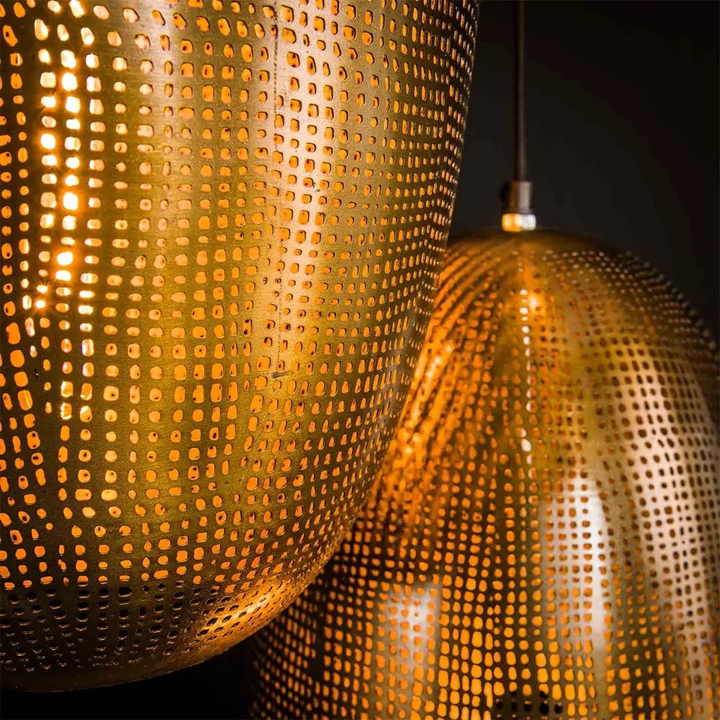 Getrapte Hanglamp Brons Met Gaatjes