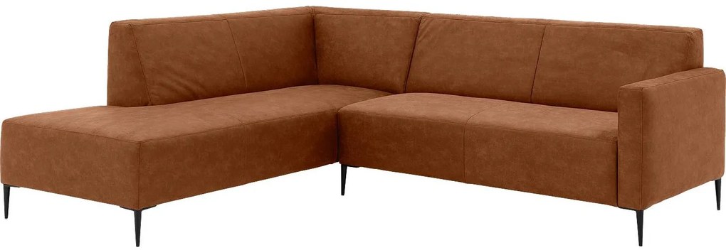 Goossens  Key West cognac, micro leer, 2,5-zits, modern design met ligelement links