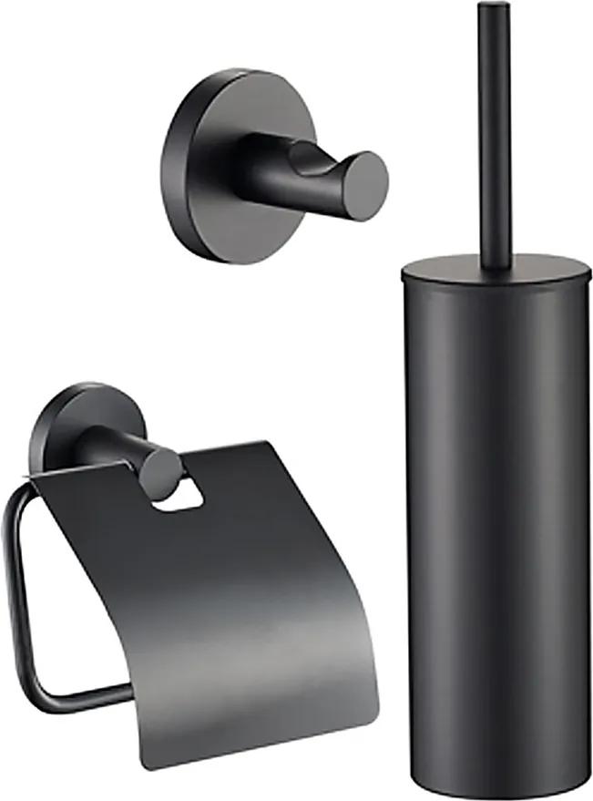 Toilet Accessoires Set Plieger Vigo Mat Zwart Toiletrolhouder Toiletborstel en Ophanghaak