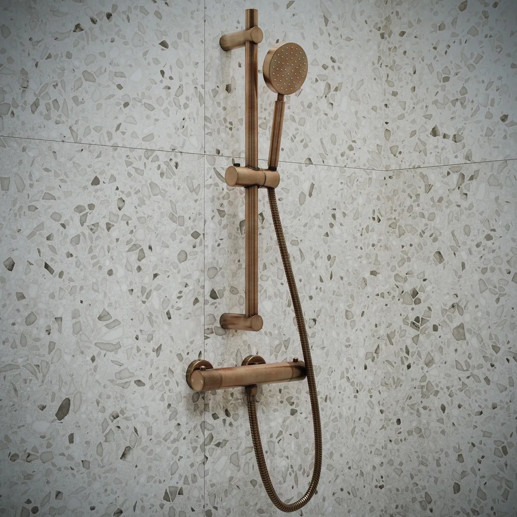 Saniclear Antique Stripes opbouw douchethermostaat verouderd messing