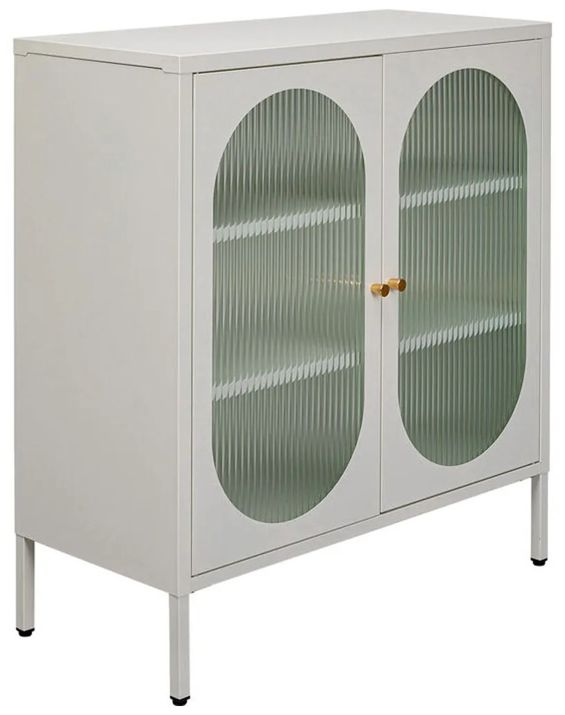Kare Design Naxos Kastje Met Ribbelglas Off White - 80x35x90cm.