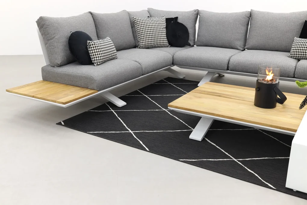 Suns Stockholm loungeset - White/teak - light antraciet