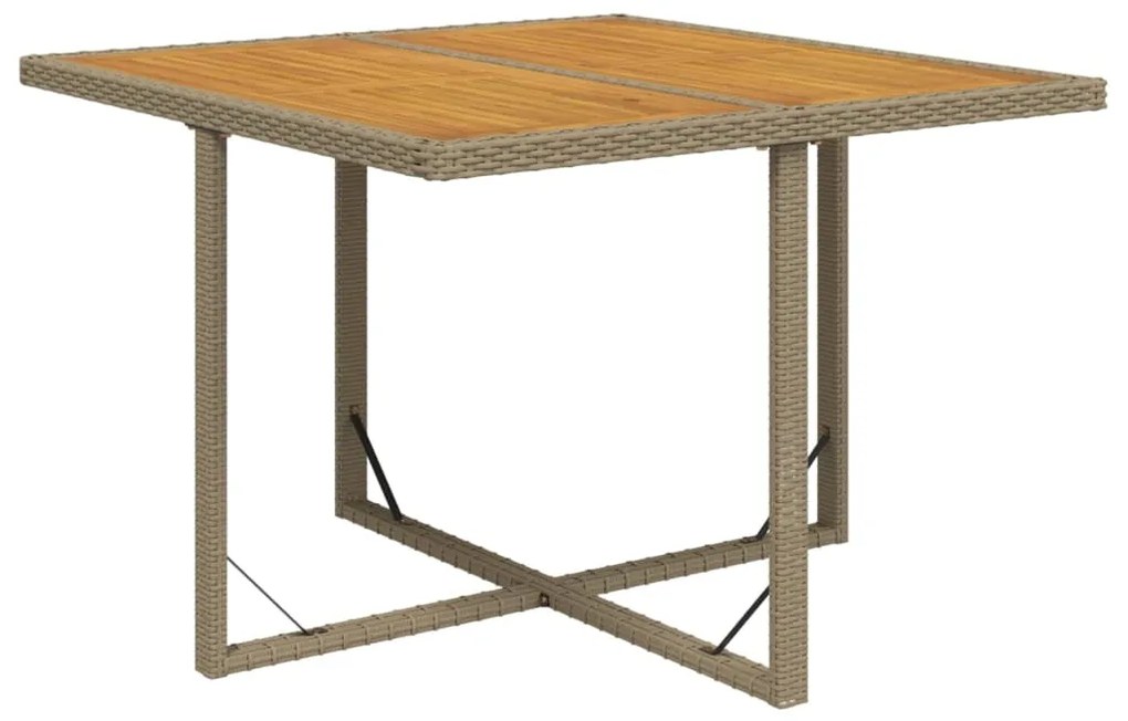 vidaXL Tuintafel 109x107x74 cm poly rattan en massief acaciahout beige