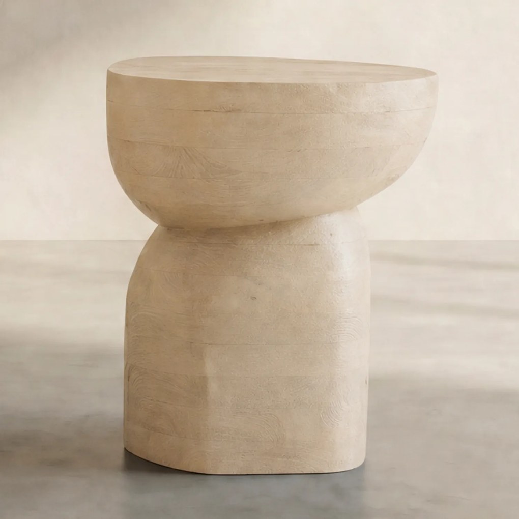 Bijzettafel Organisch Hout Naturel - 37 X 30cm.