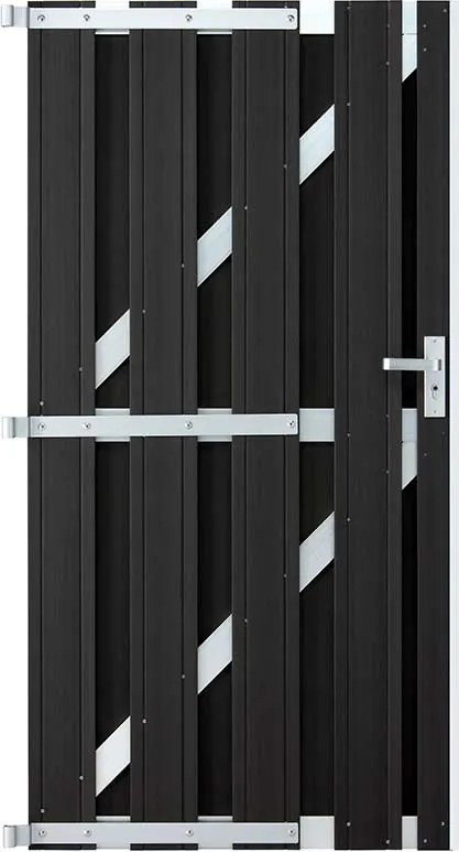 Tweedekans - Tuindeur composiet Stijl antraciet met blank alu frame incl. beslag (100 x 180 cm)