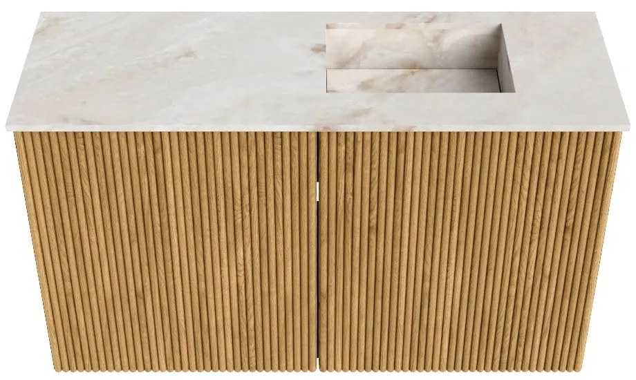 Mondiaz Joya DLux 70cm toiletmeubel oak met wastafel faye rechts 1 kraangat frappe
