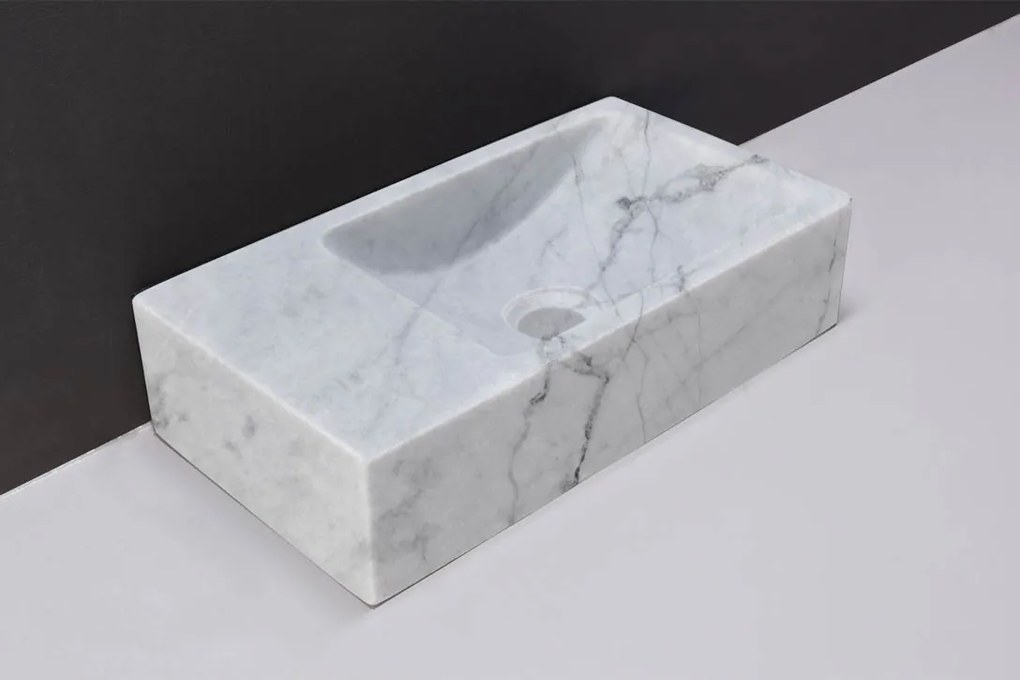 Forzalaqua Venetia fontein 40x20cm links zonder kraangat carrara