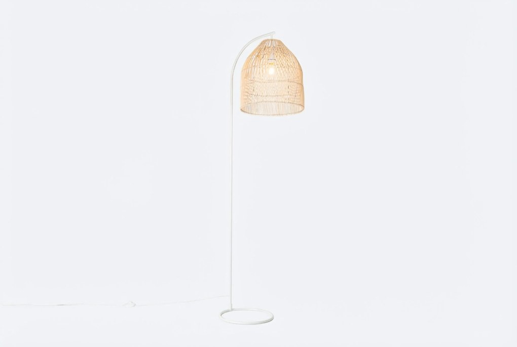 Landelijke Vloerlamp Wit Met Rotan - Sam Staal Wit