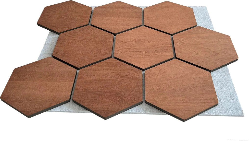Hexagon Panel Gerookt Eiken met Grijs Vilt 81CM | Akoestisch | Wanddecor | Zeshoekig- Grijs vilt