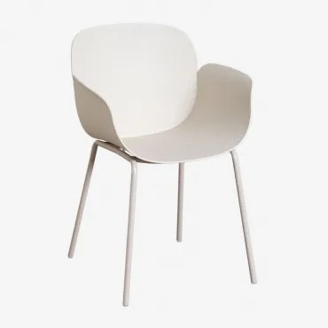 Set Van 2 Eetkamerstoelen Met Armleuningen Van Polypropyleen En Staal Lynette Steen Wit - Sklum