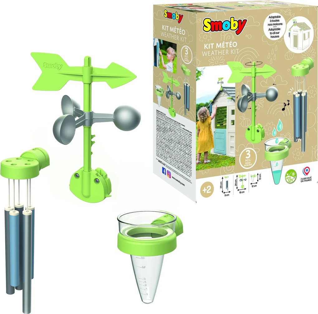 Smoby Weerset - Educatieve Weerkit - Inclusief Windwijzer, Regenmeter &amp; Thermometer - Buitenspeelgoed