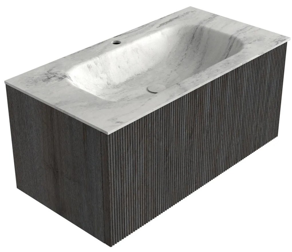 Mondiaz Kurve-dlux 90cm badmeubel shadow met 1 lade en wastafel big small midden 1 kraangat opalo