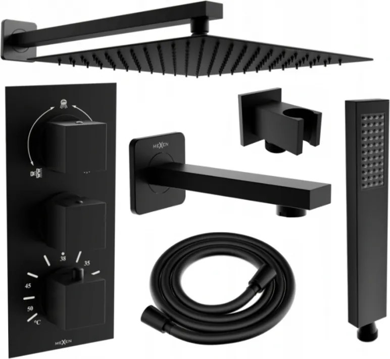 Mexen Cube DR02 ingebouwde bad-douche set met regendouche 30 cm, zwart - 77503DR0230-70