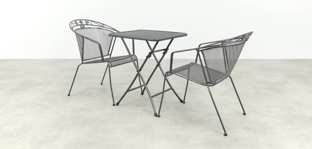 Elegance stapelbare balkonset 3-delig strekmetaal 60x60 cm. - Antraciet