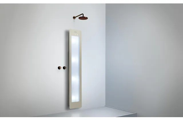 Sunshower Round Plus L infrarood + UV licht opbouw incl. Wandbeugel 185x33x12cm full body Sand White L0600-L0106-SML0700